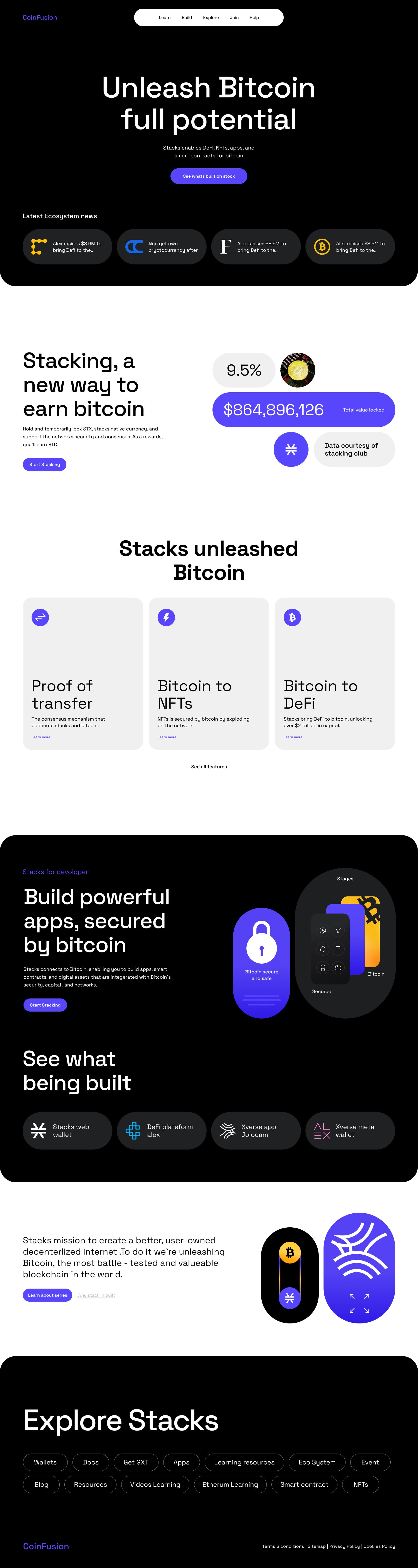 CoinFusion Bitcoin landing page UI design preview