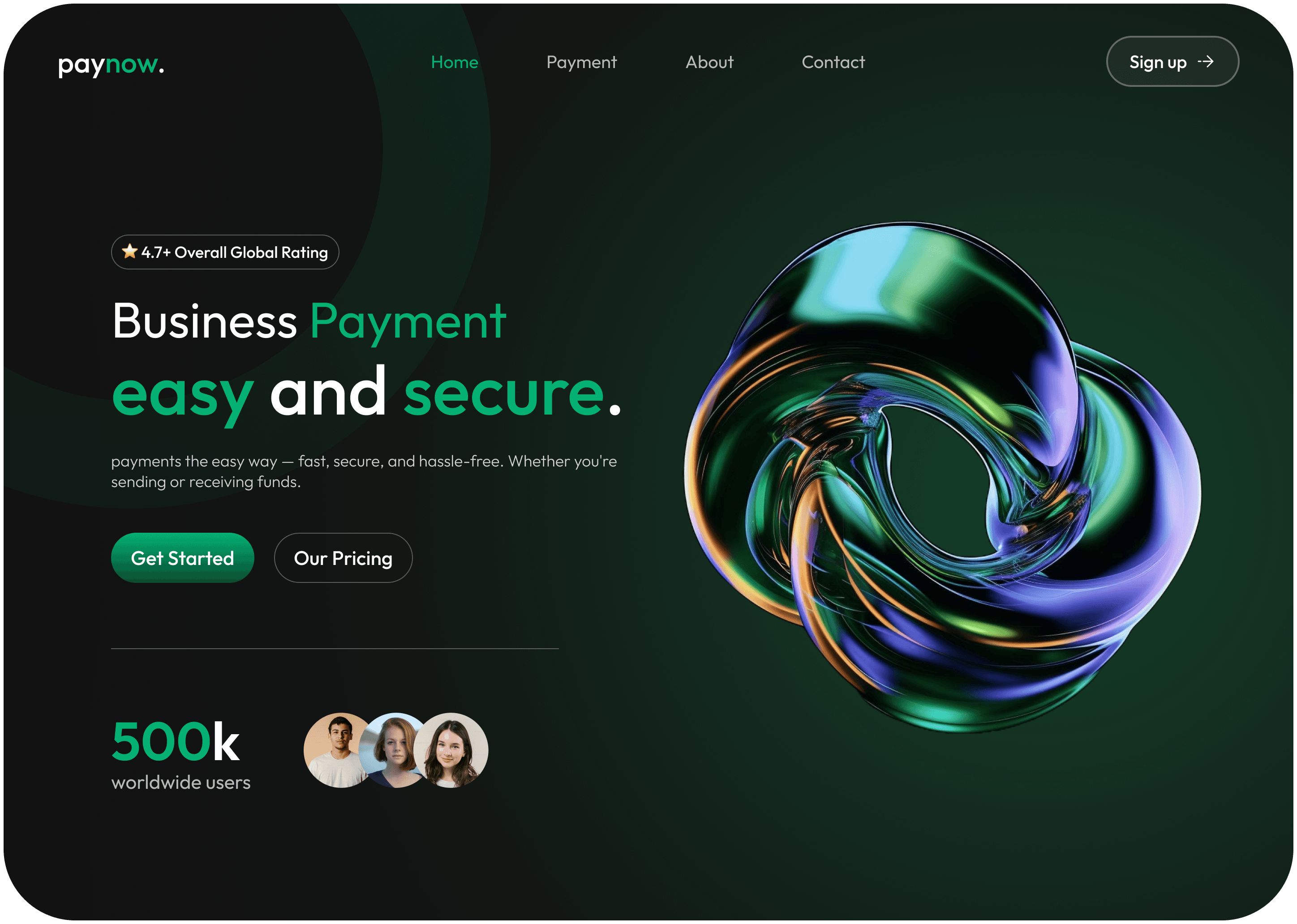 Paynow business payment website hero UI preview